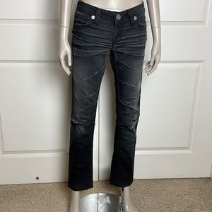Big Star Nico Low Rise Distressed Faded Black Denim Straight Leg Jeans